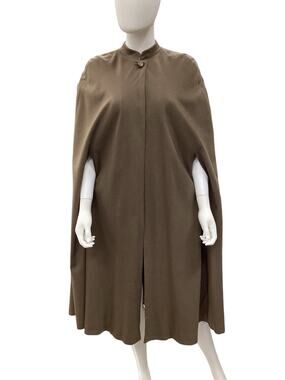 Renee’s Resale Cape Women’s One Size Cashmere Vintage Long Cape One Button Brown